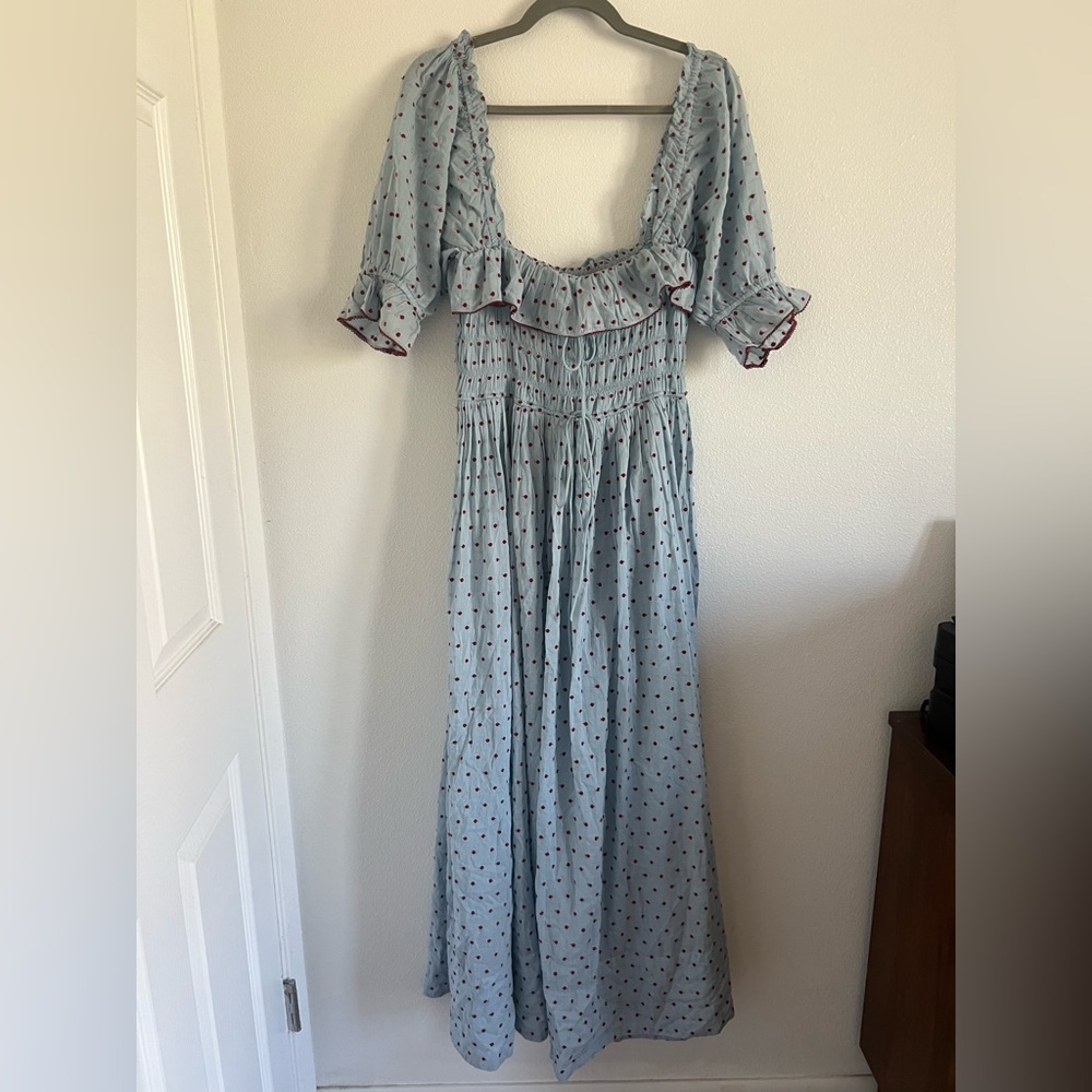 Doen Swiss Dot Blue & Red Dress sz M